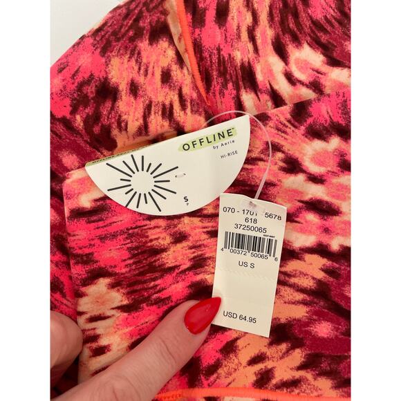 NWT Aerie Offline Real Me Xtra 7/8 Hold Up Leggings In Red Floral Sports Size S - Picture 5 of 5